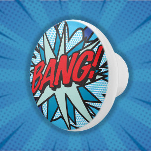 Bouton De Porte En Céramique BANG Fun Cool Retro Comédie Livre Pop Art