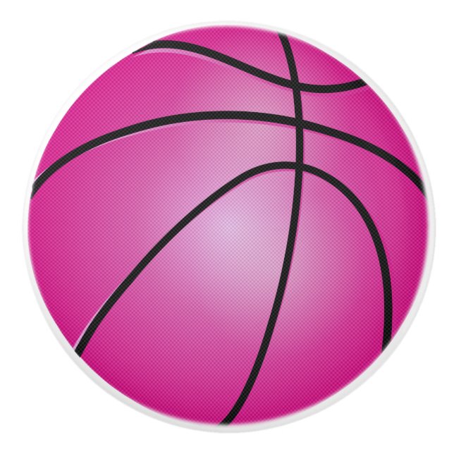 Bouton De Porte En Céramique Basket-ball rose (Devant)