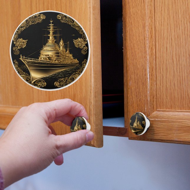 Bouton De Porte En Céramique Bataillon Gold et Black (Créateur téléchargé)