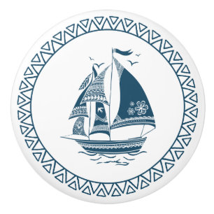 Bouton De Porte En Céramique Bateau nautique Blue Wind