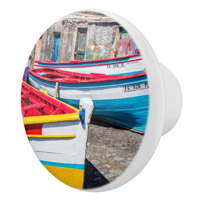 Bouton De Porte En Céramique Bateaux de pêche colorés, Cap-Vert (Droite)
