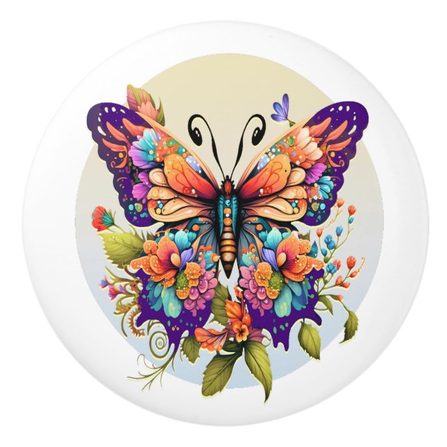 Bouton De Porte En Céramique "Be the Beautiful Butterfly" Ceramic Knob (Devant)