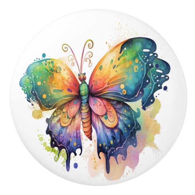 Bouton De Porte En Céramique "Be the Beautiful Butterfly" Ceramic Knob (Devant)