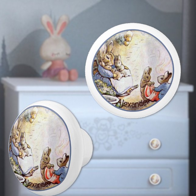 Bouton De Porte En Céramique Beatrix Potter Bunny Family Ceramic Knob (Créateur téléchargé)