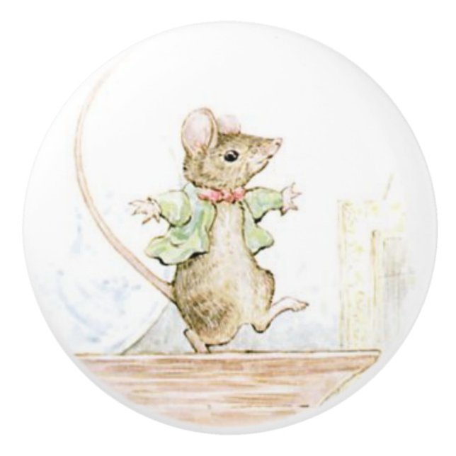 Bouton De Porte En Céramique Beatrix Potter, Souris mignonne, Ceramic Knob (Devant)