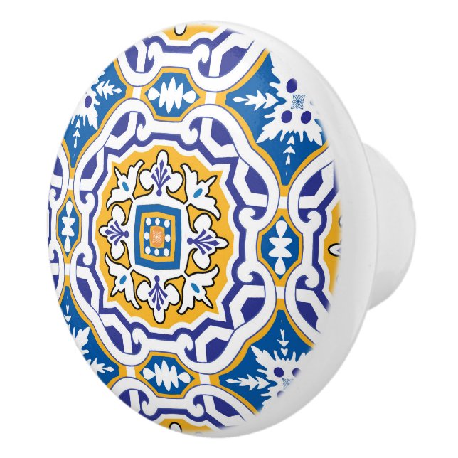Bouton De Porte En Céramique 💙 Beau bleu Azulejos IV (Droite)