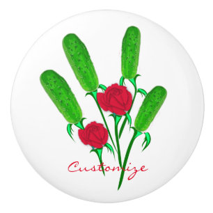 Bouton De Porte En Céramique Beau bouquet de Pickle avec Roses Thunder_Cove