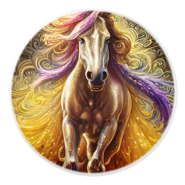Bouton De Porte En Céramique Beau Cheval (Devant)