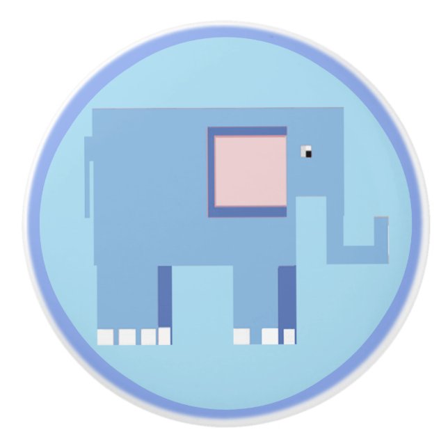 Bouton De Porte En Céramique Beau éléphant bleu (Devant)
