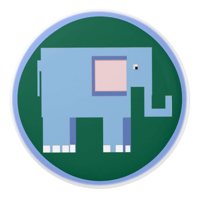 Bouton De Porte En Céramique Beau éléphant bleu (Devant)