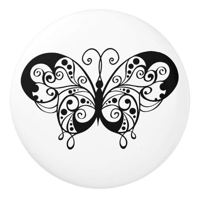 Bouton De Porte En Céramique Beau Papillon (Devant)