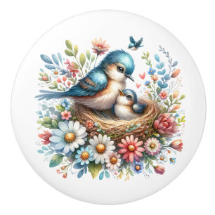 Bouton De Porte En Céramique Beaux Oiseaux
