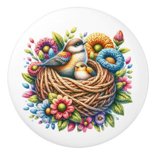 Bouton De Porte En Céramique Beaux Oiseaux