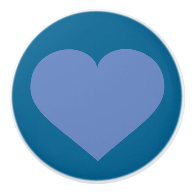 Bouton De Porte En Céramique Bébé Coeur bleu (Devant)