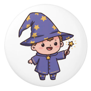 Bouton De Porte En Céramique Bébé magicien mignon magie
