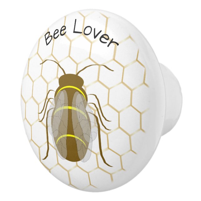 Bouton De Porte En Céramique Bee Design Personalised (Droite)