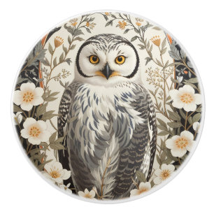 Bouton De Porte En Céramique Belle Chouette Effraie inspirée de William Morris