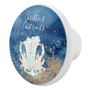 Bouton De Porte En Céramique Belle couleur sable bleu côtier céramique personna