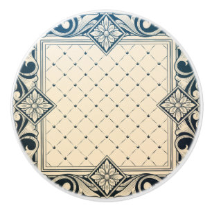 Bouton De Porte En Céramique belle époque, Art nouveau, victorien, floral, beig