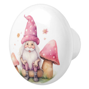 Bouton De Porte En Céramique Belle Gnome Rose et Tabourets