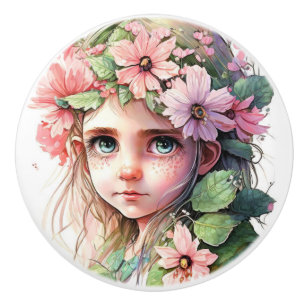 Bouton De Porte En Céramique Belle Imaginaire Fleur Fée série