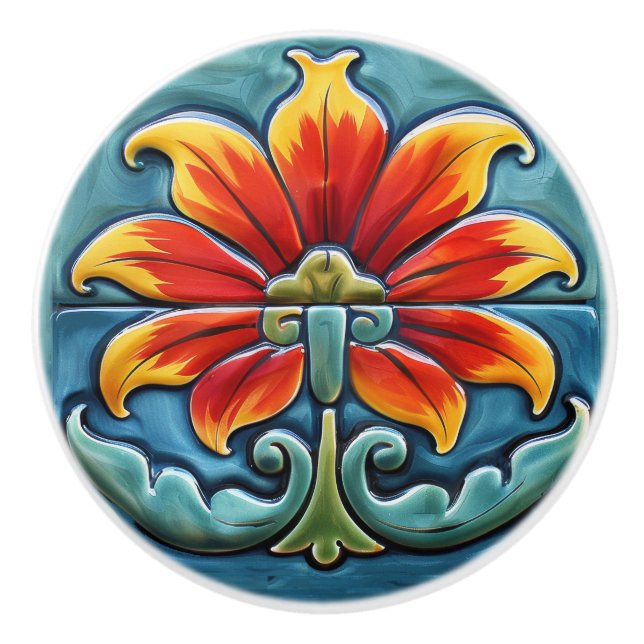 Bouton De Porte En Céramique Belle Talavera (Devant)
