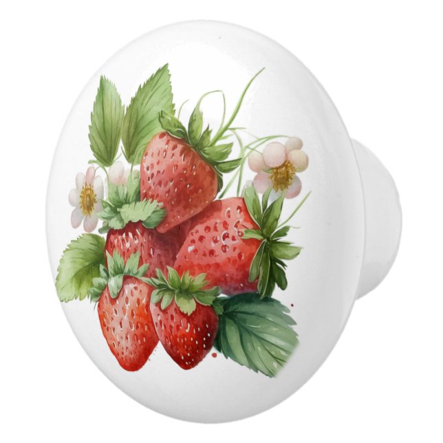 Bouton De Porte En Céramique Belles fraises (Droite)