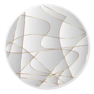 Bouton De Porte En Céramique Belles lignes d'or