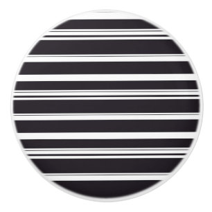 Bouton De Porte En Céramique Belles rayures blanches noires