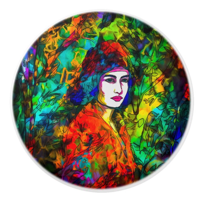 Bouton De Porte En Céramique Beret rouge (Devant)