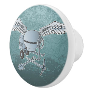 Bouton De Porte En Céramique Béton bleu-gris