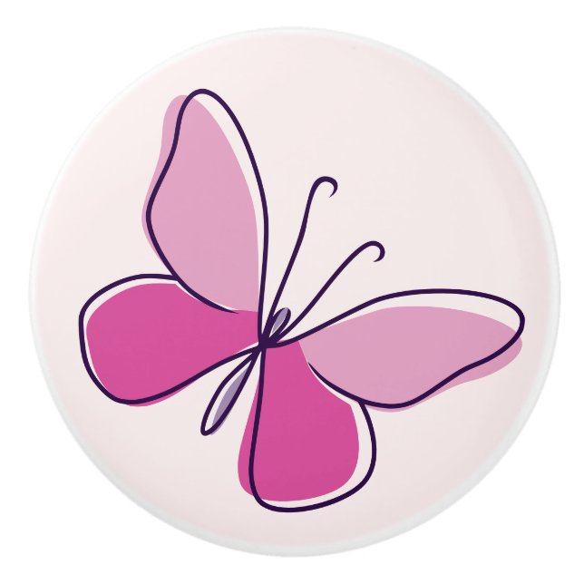 Bouton De Porte En Céramique Beurre rose mignon Doodle (Devant)