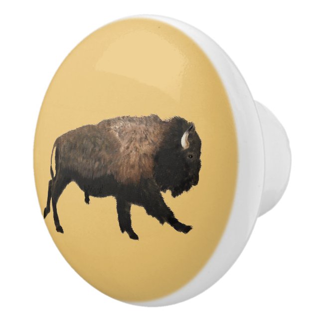 Bouton De Porte En Céramique Bison galopant (Droite)