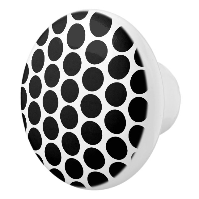 Bouton De Porte En Céramique Black Polka Dot Design (Droite)