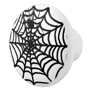 Bouton De Porte En Céramique "Black Spider Web"