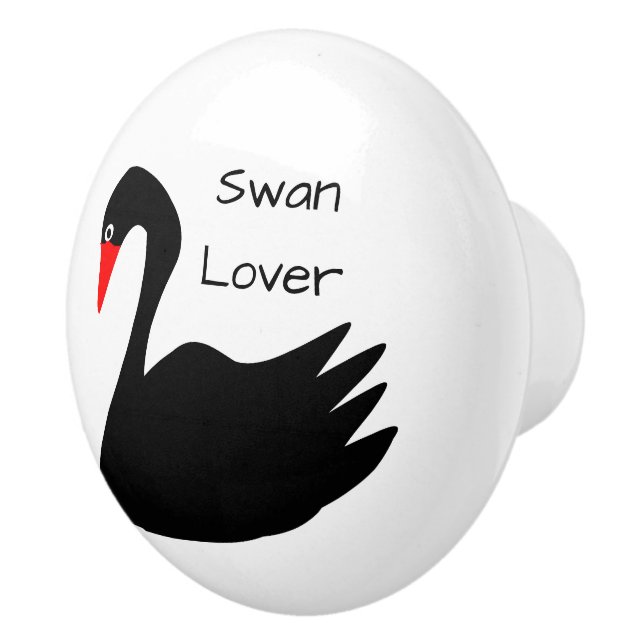 Bouton De Porte En Céramique Black Swan Design Personalised (Droite)