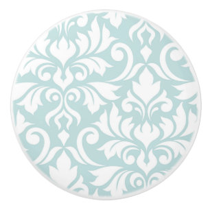 Bouton De Porte En Céramique Blanc de l'art I de damassé de Flourish sur le