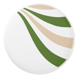 Bouton De Porte En Céramique Blanc, Sable et Vague Vert Palm