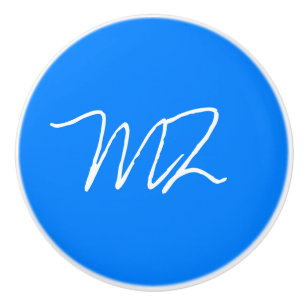 Bouton De Porte En Céramique bleu azur personnalisé