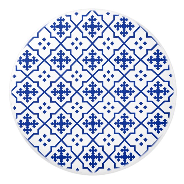 Bouton De Porte En Céramique Bleu marocain (Devant)