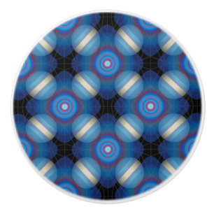 Bouton De Porte En Céramique Bleu Spacey Géométrique