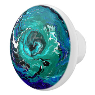 Bouton De Porte En Céramique Bleu, Turquoise, Infini Turquoise
