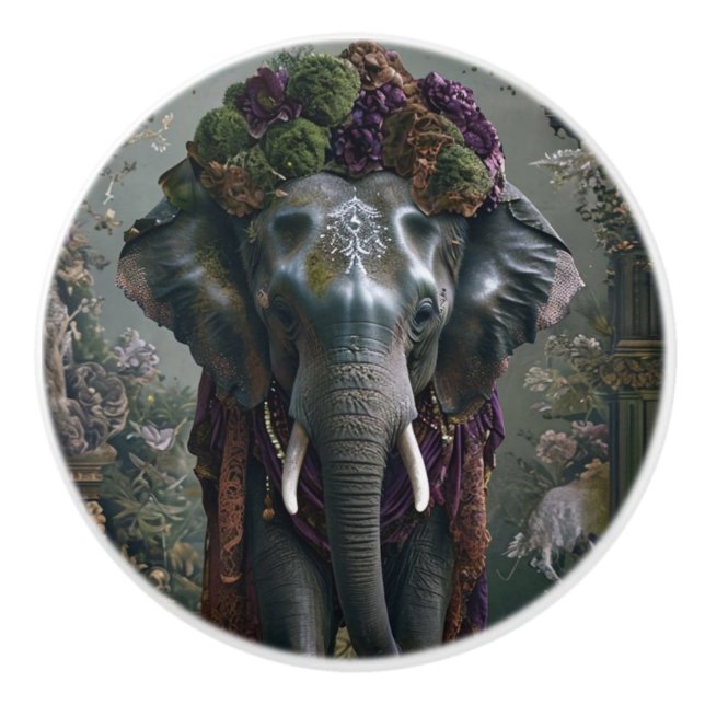 Bouton De Porte En Céramique Blossom éléphant (Devant)