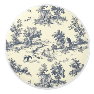 Bouton De Porte En Céramique Blue Cream Toile Cottagecore Farm