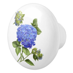 Bouton De Porte En Céramique Blue Hydrangeas