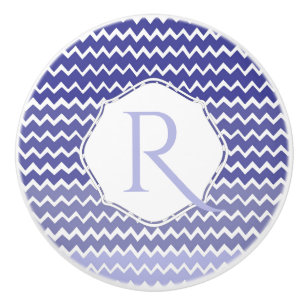 Bouton De Porte En Céramique Blue Ombre Chevron Ceramic Knob personnalisé