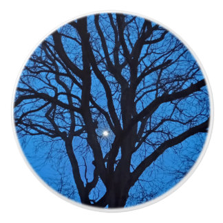 Bouton De Porte En Céramique Blue Sky Night Tree