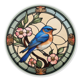 Bouton De Porte En Céramique Bluebird de verre tendu