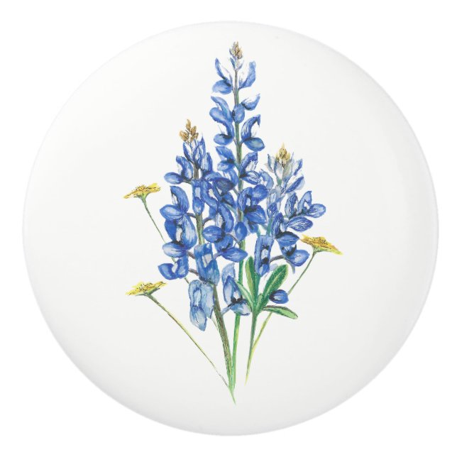 Bouton De Porte En Céramique Bluebonnets (Devant)