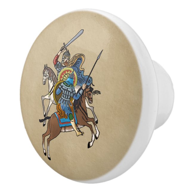 Bouton De Porte En Céramique Bogatyr russe médiéval (Droite)